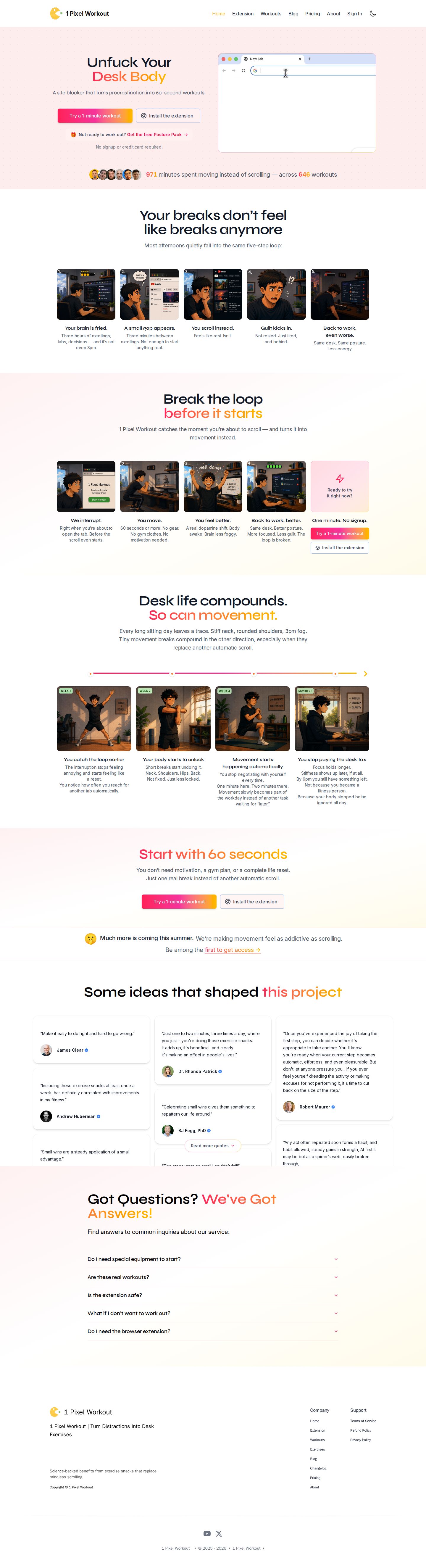 1 Pixel Workout website preview