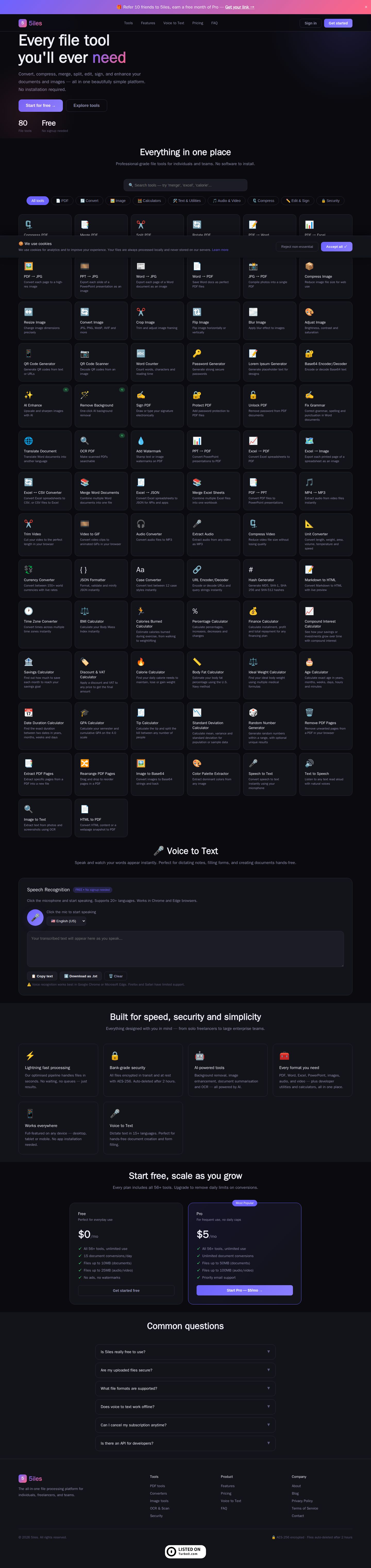5iles website preview