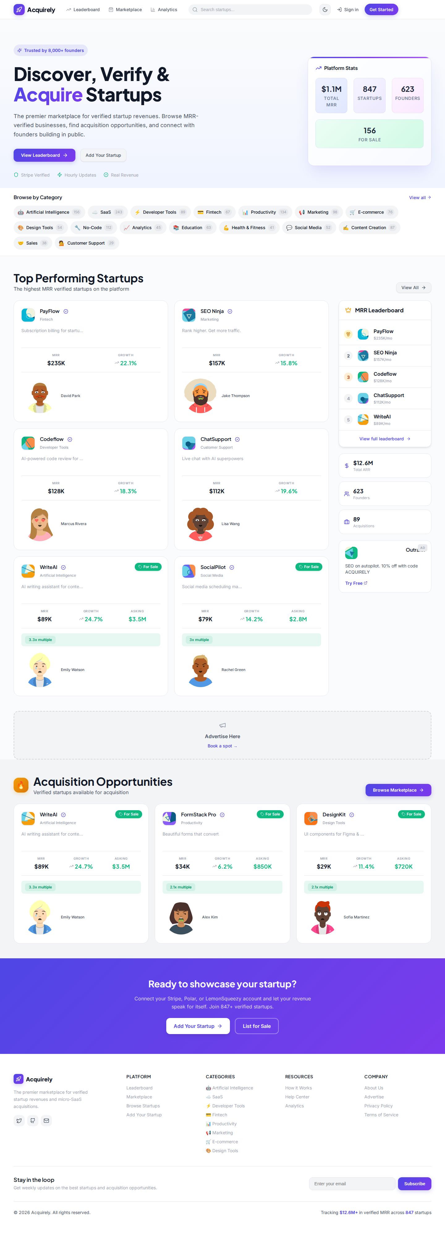 Acquirely website preview