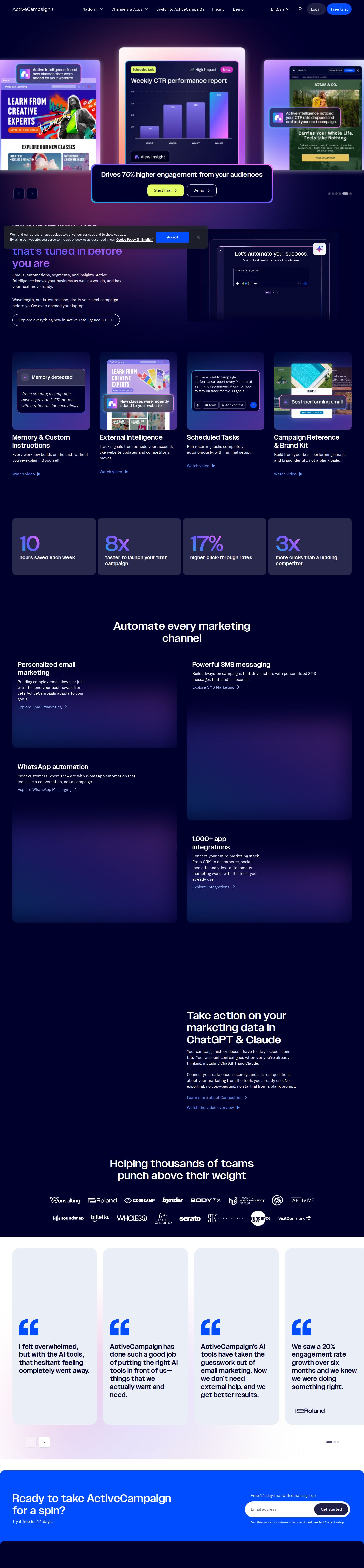 ActiveCampaign website preview