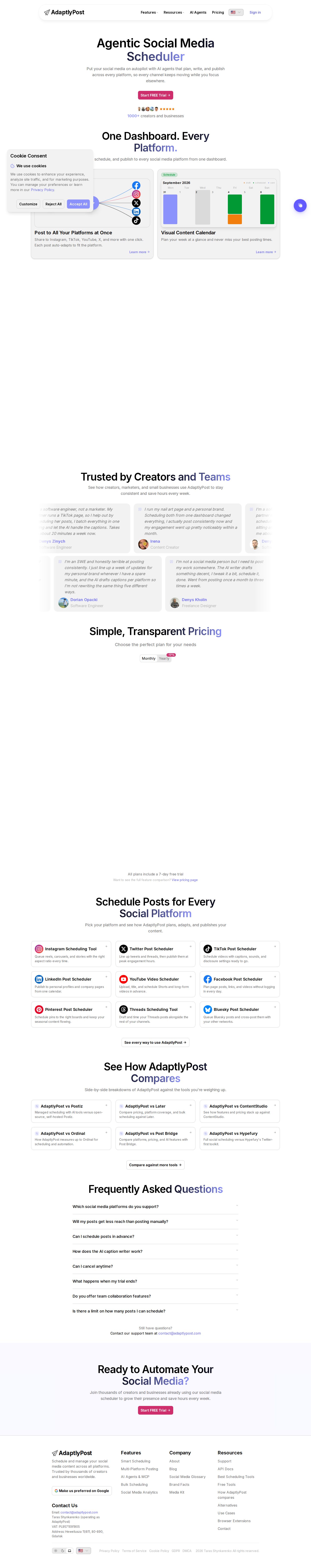 AdaptlyPost website preview