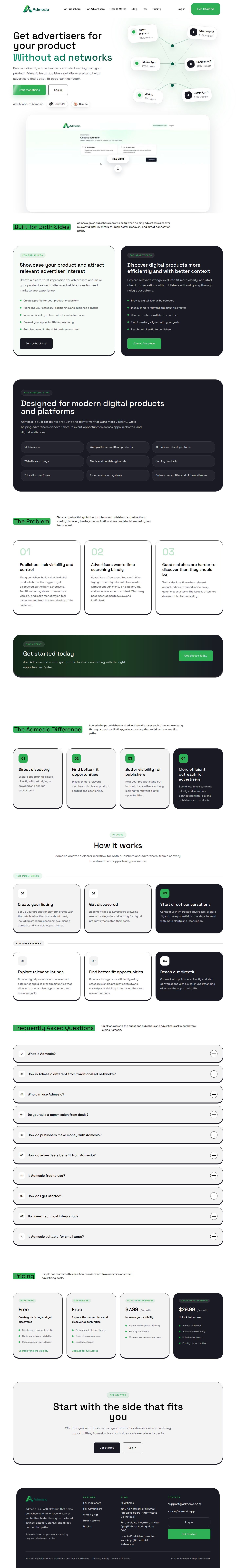 Admesio website preview
