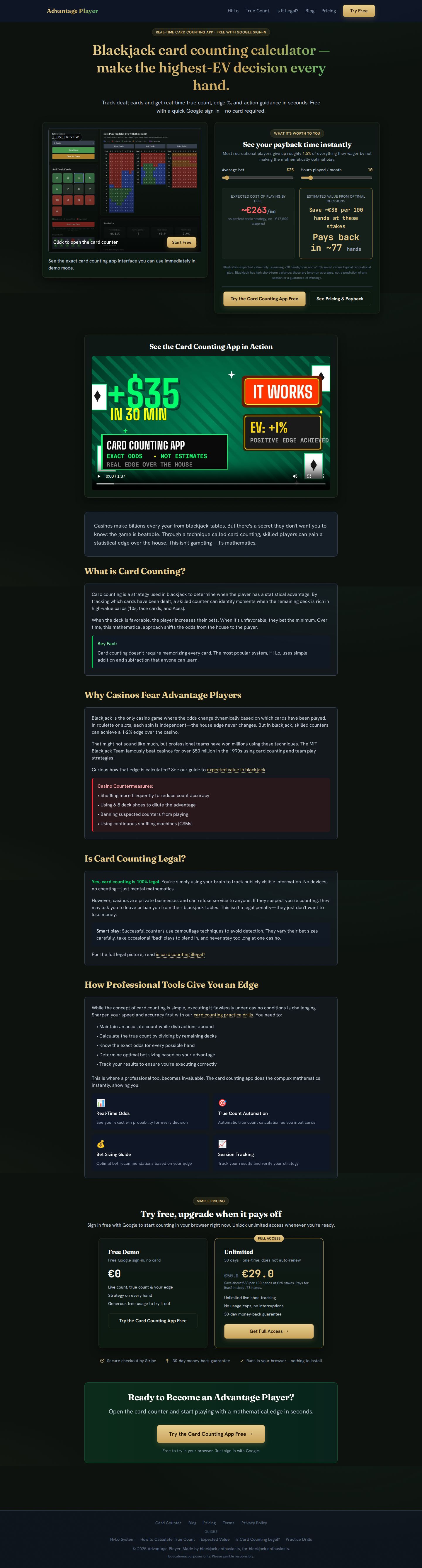 Advantage Player website preview