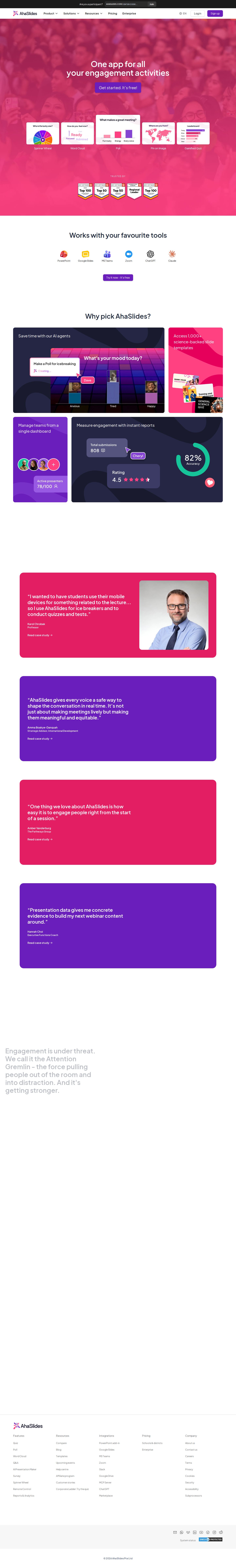 AhaSlides website preview