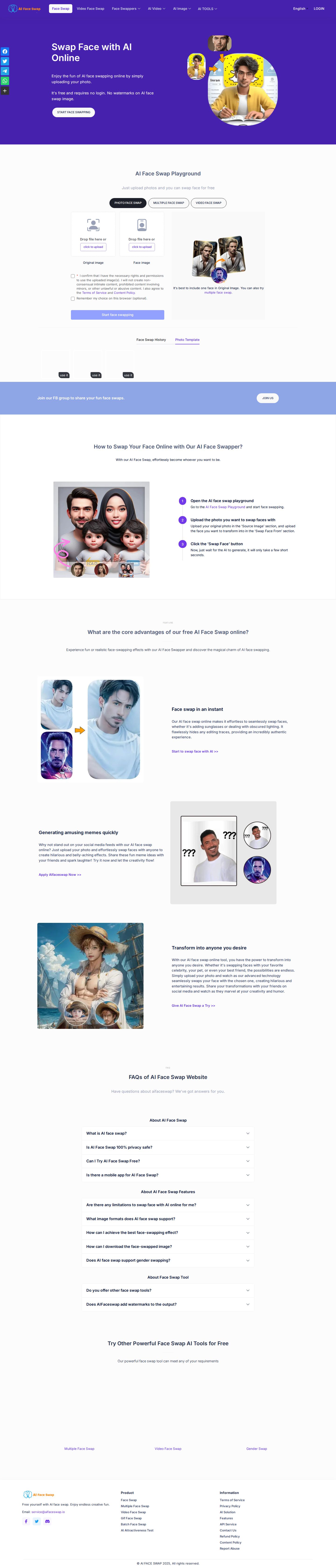 Aifaceswap website preview