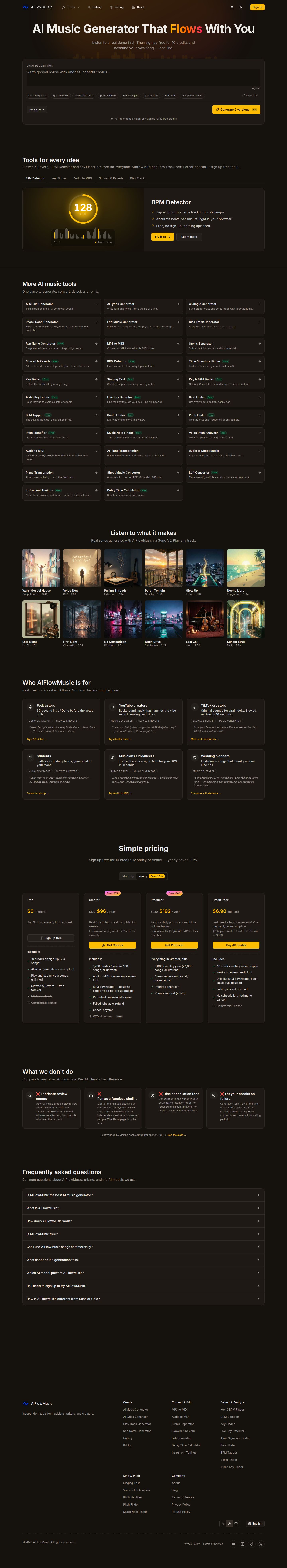 AIFlowMusic website preview