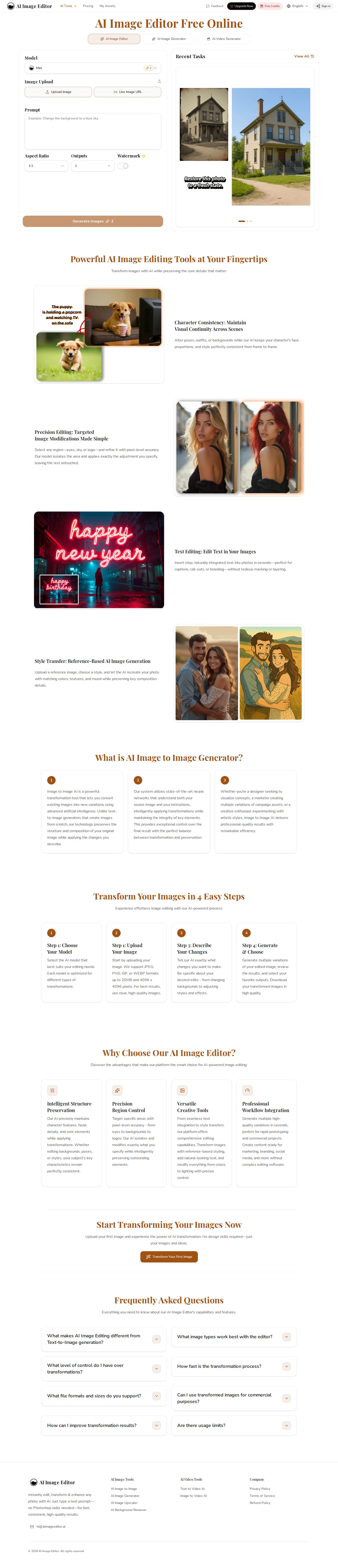 AI Image Editor website preview