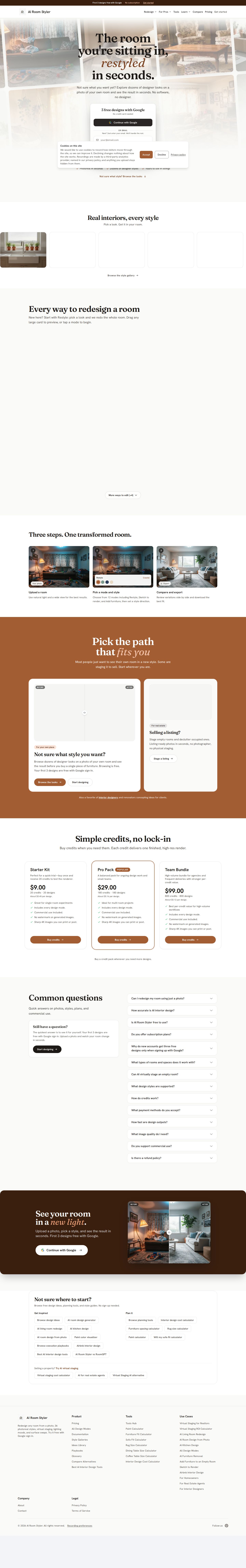 AI Room Styler website preview