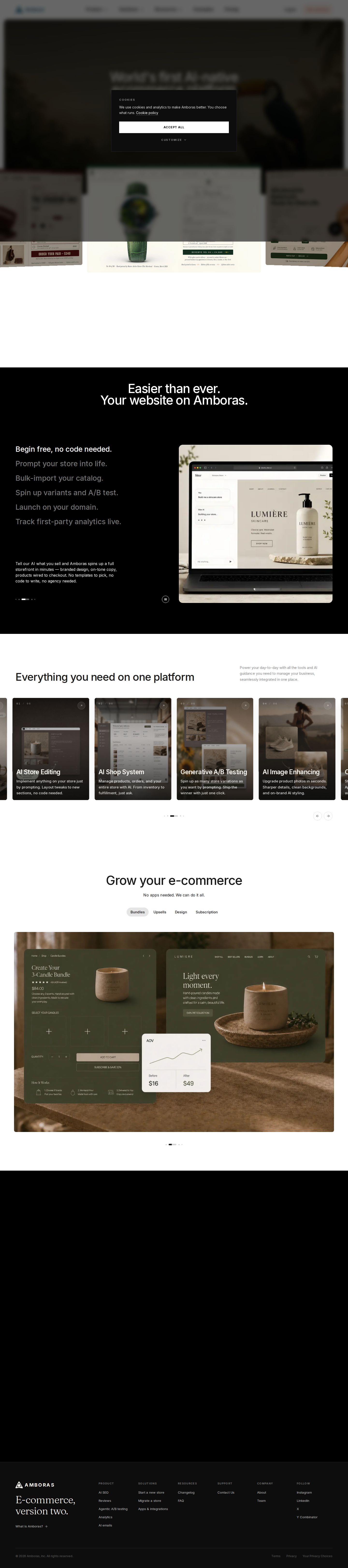 Amboras. The store builder that runs itself website preview
