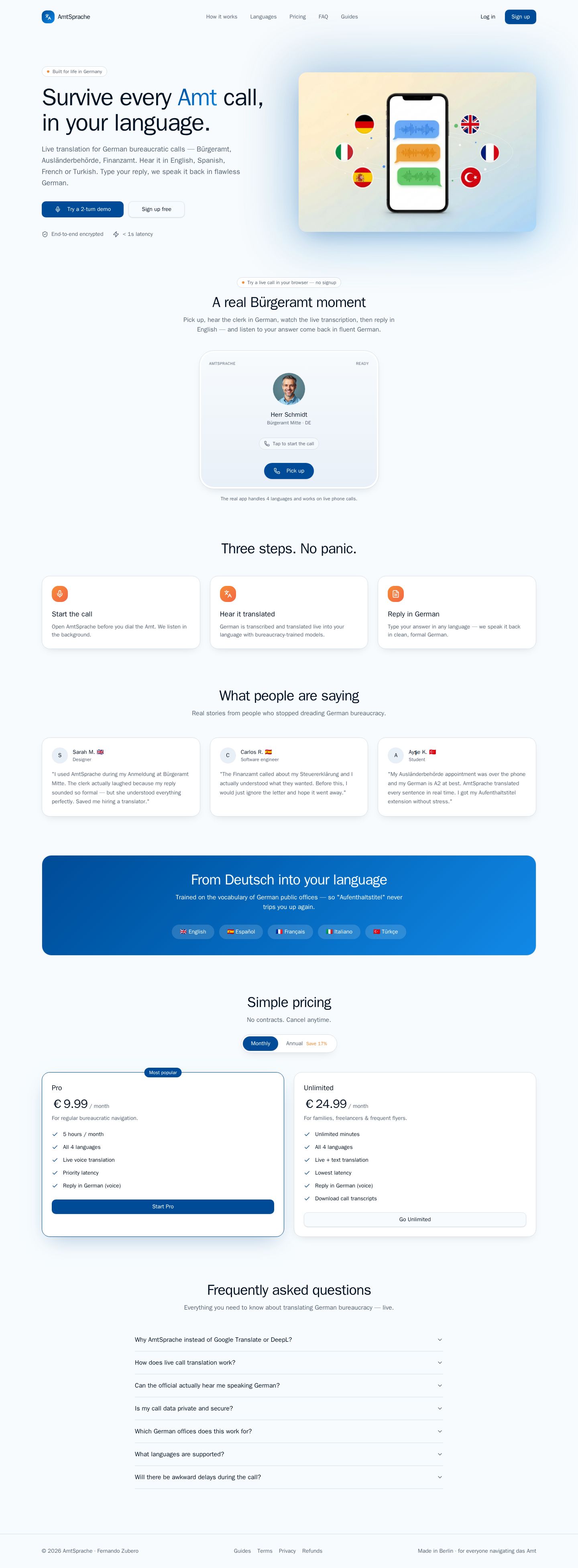 AmtSprache website preview
