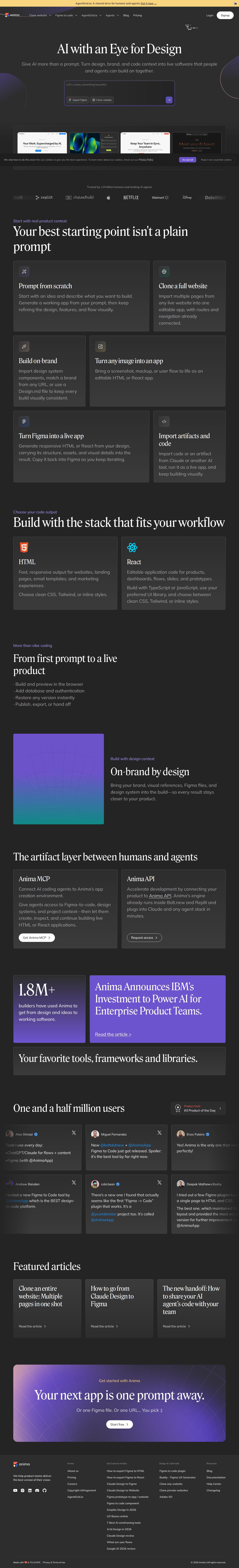 Anima: Build Websites & Apps with AI website preview