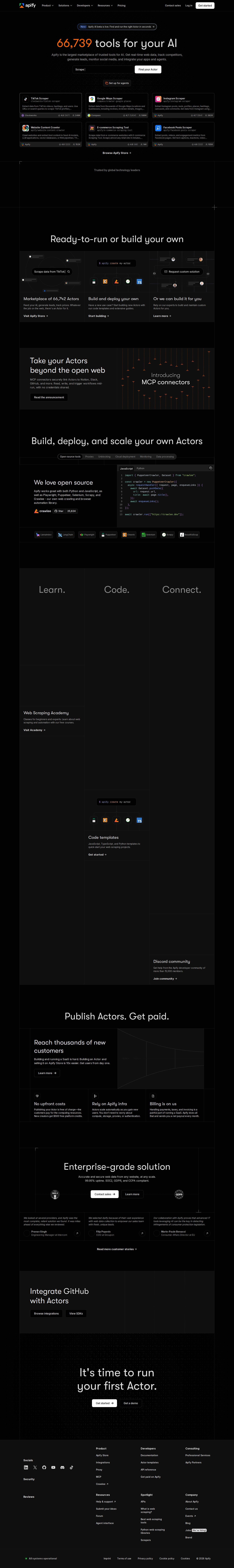 Apifier website preview