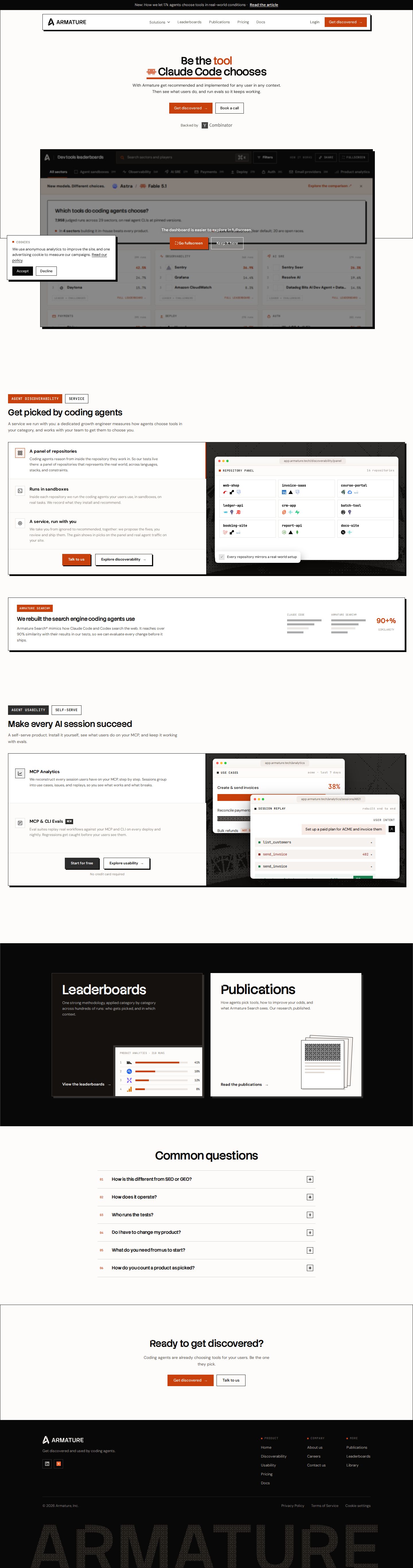Armature website preview