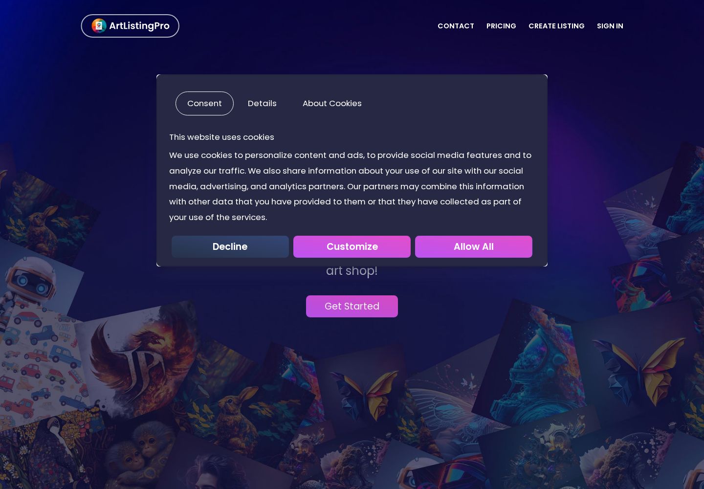 ArtListingPro website preview
