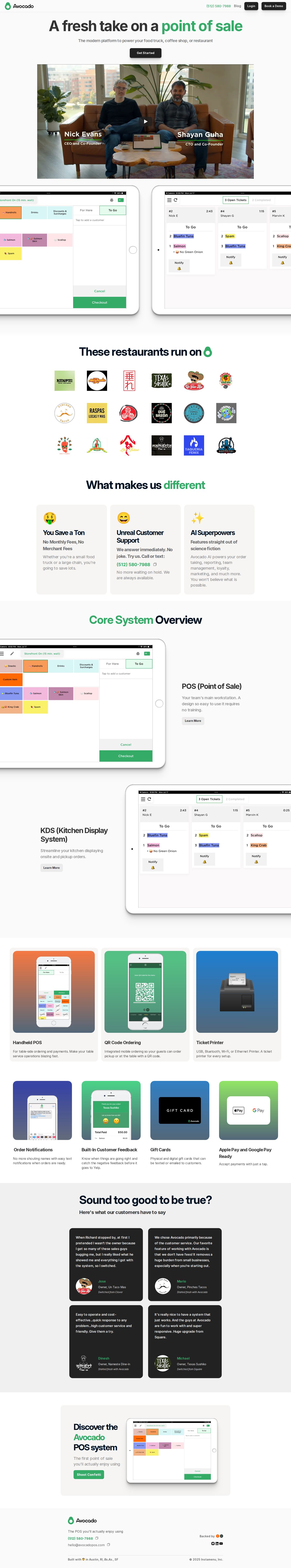 Avocado POS website preview