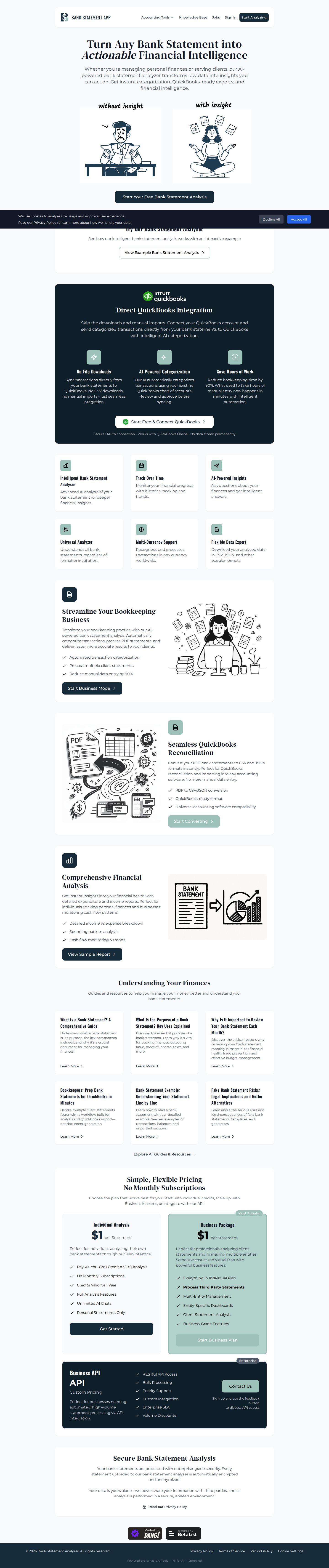 Bank Statement App website preview