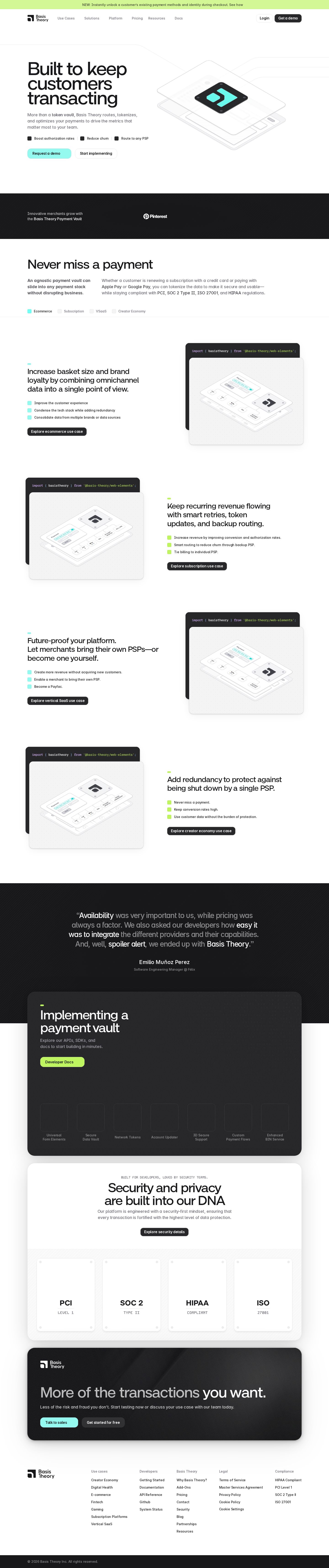 Basis Theory website preview