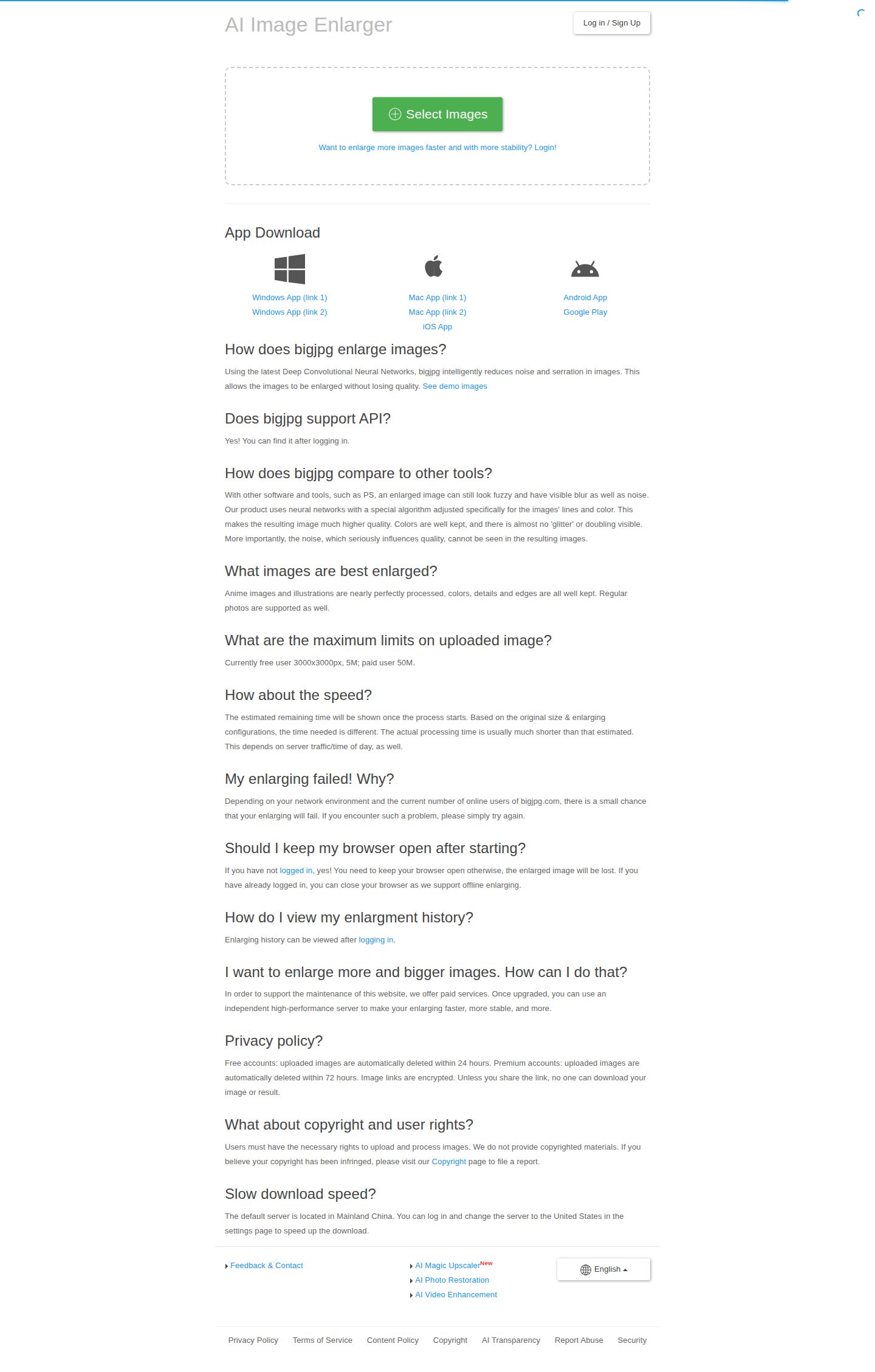Bigjpg website preview