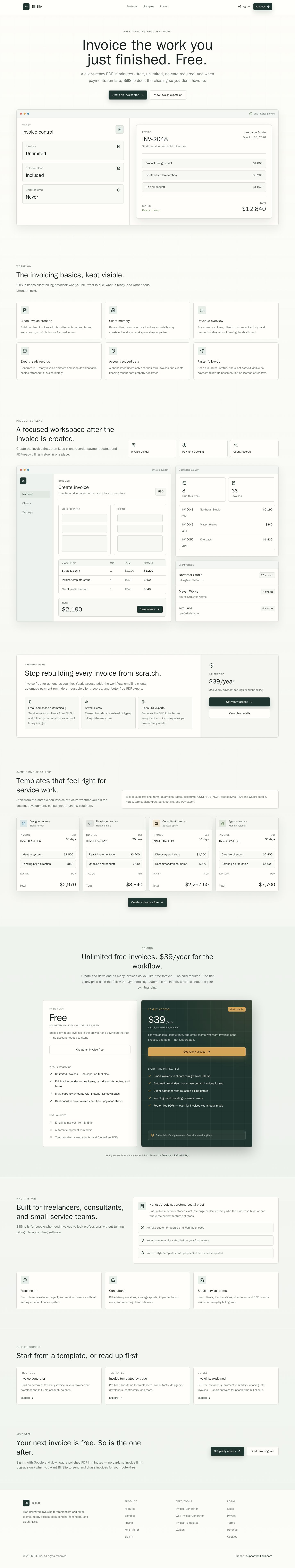 BillSlip website preview