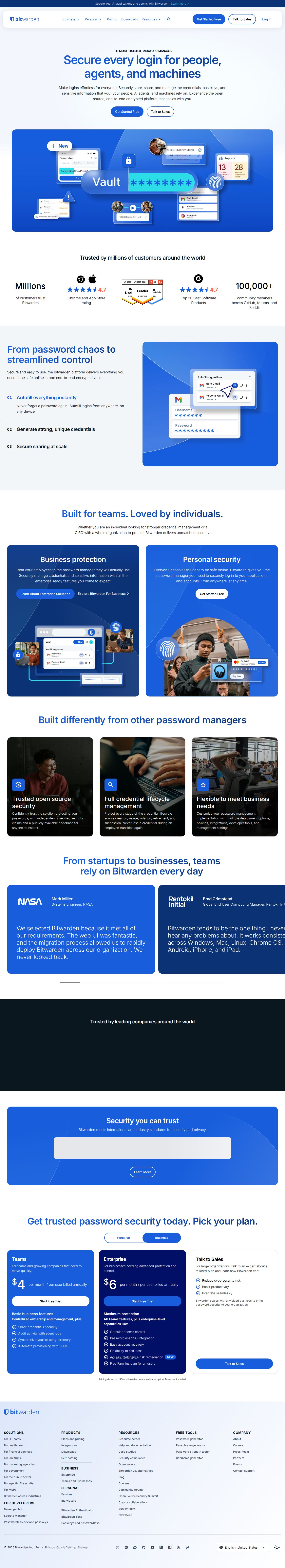 Bitwarden website preview