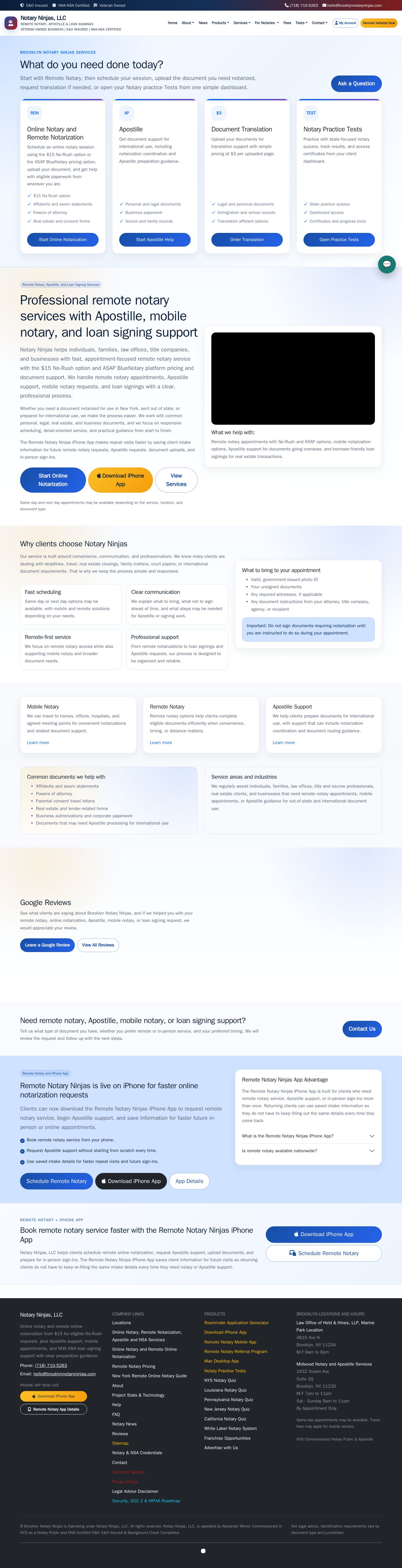 Notary Ninjas, LLC website preview