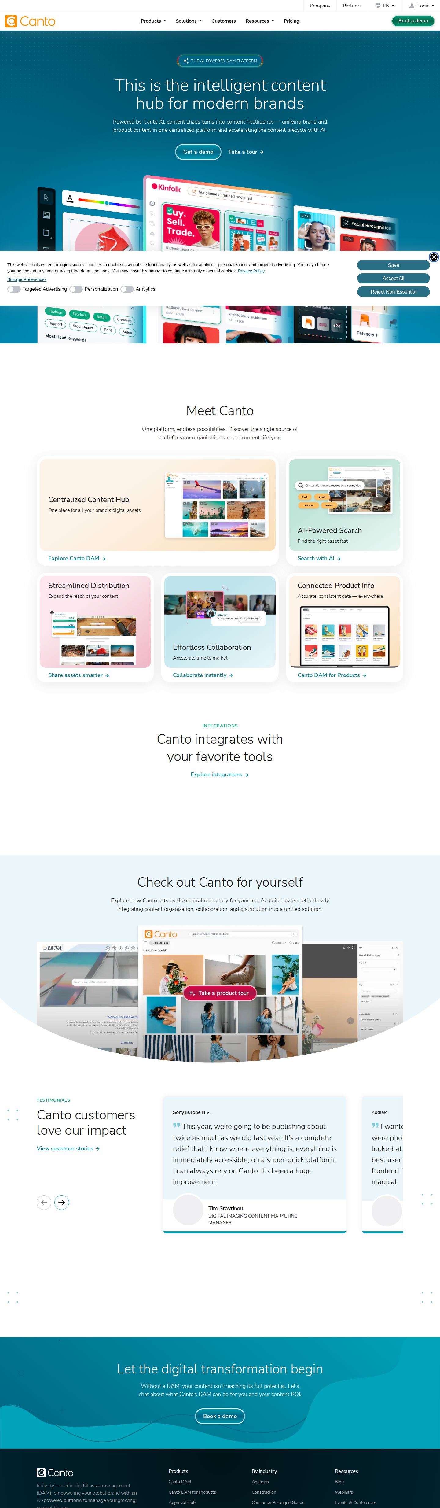 Canto website preview