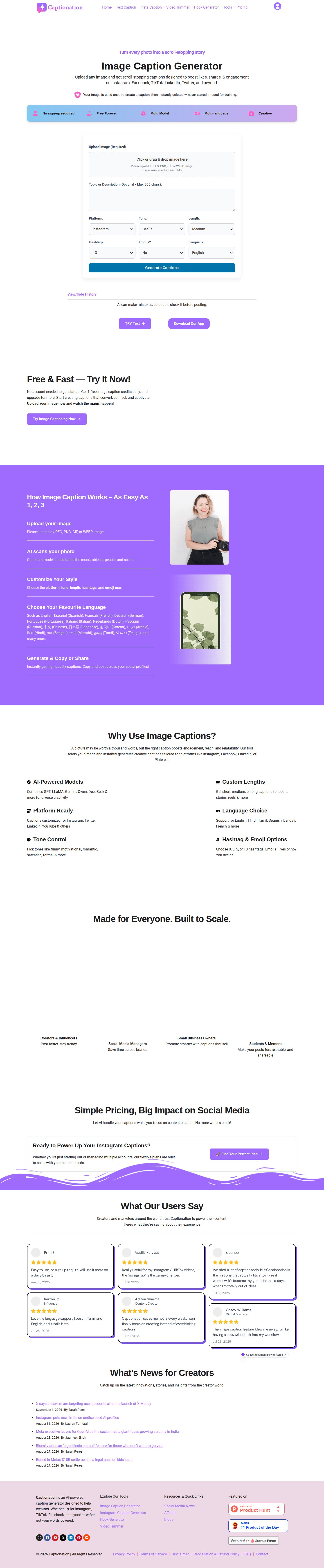 Captionation website preview