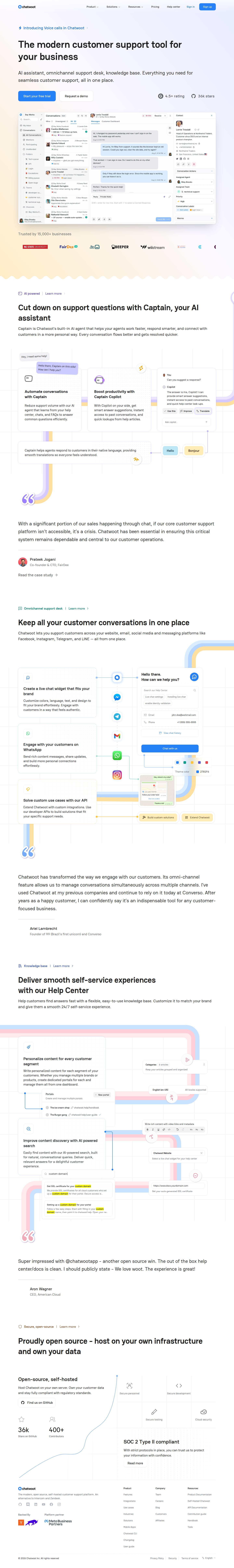 Chatwoot website preview