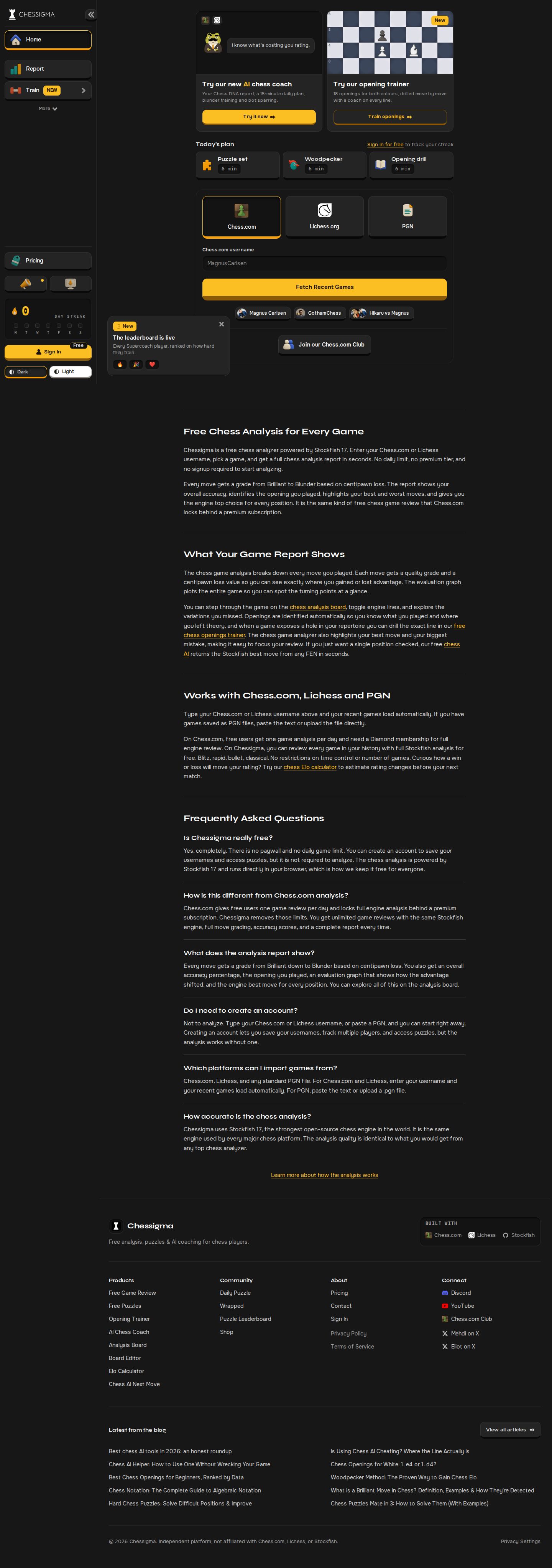 Chessigma website preview