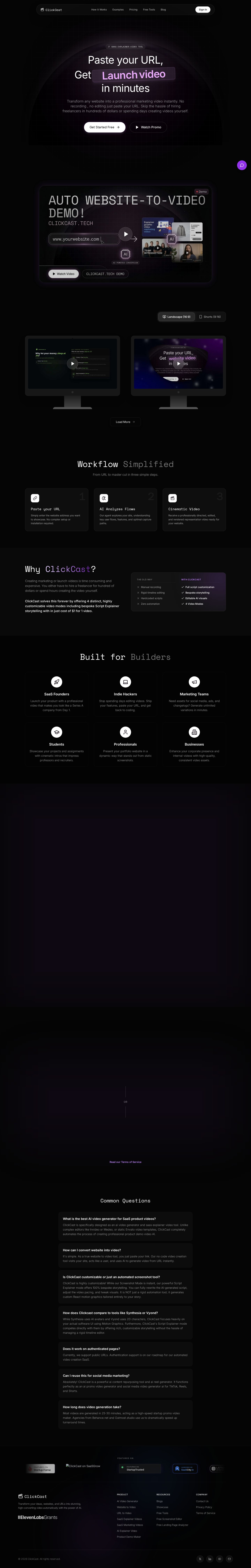 ClickCast website preview