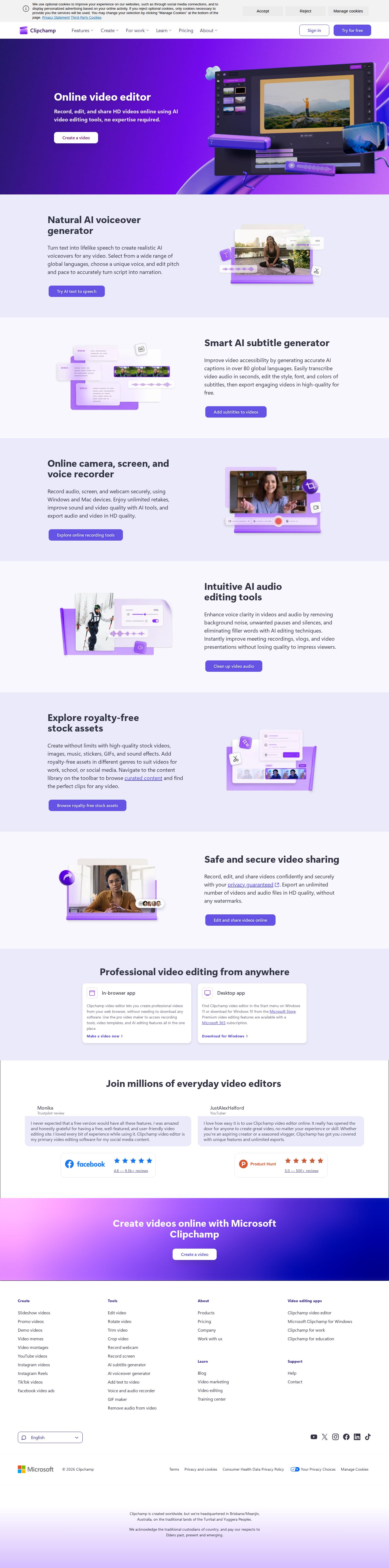 Clipchamp website preview