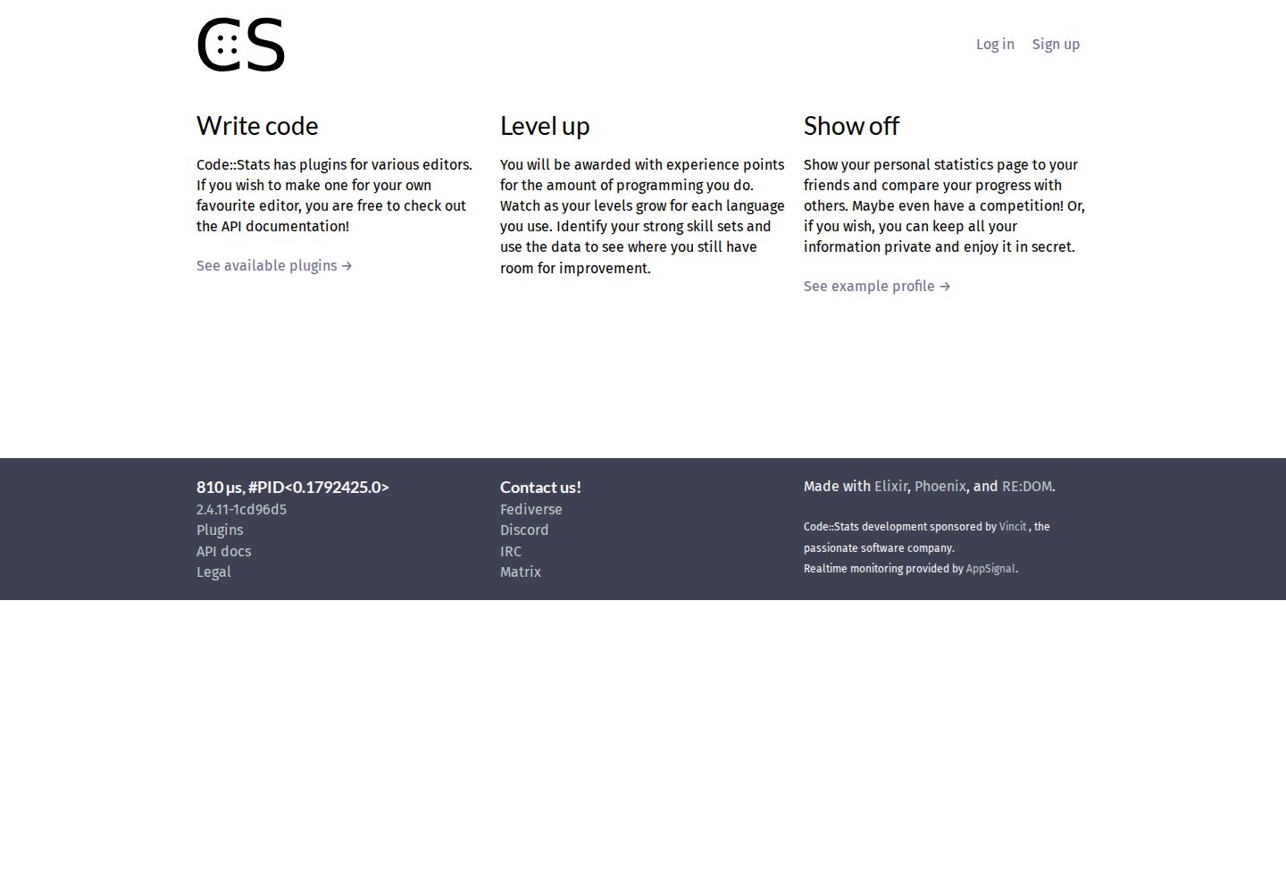 Code::Stats website preview