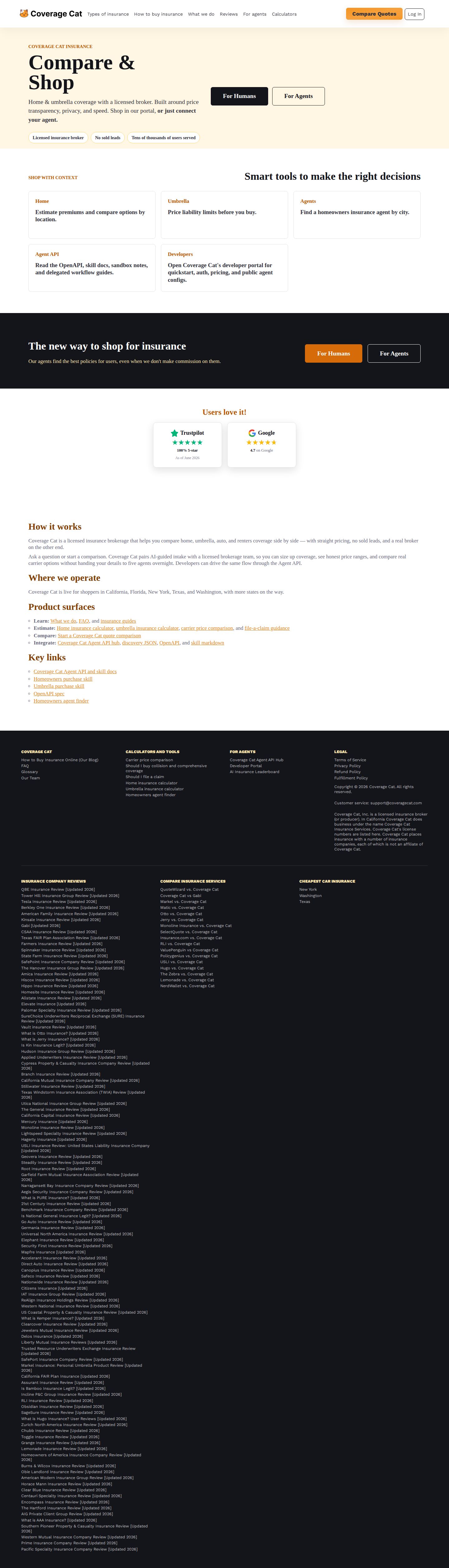 Coverage Cat website preview