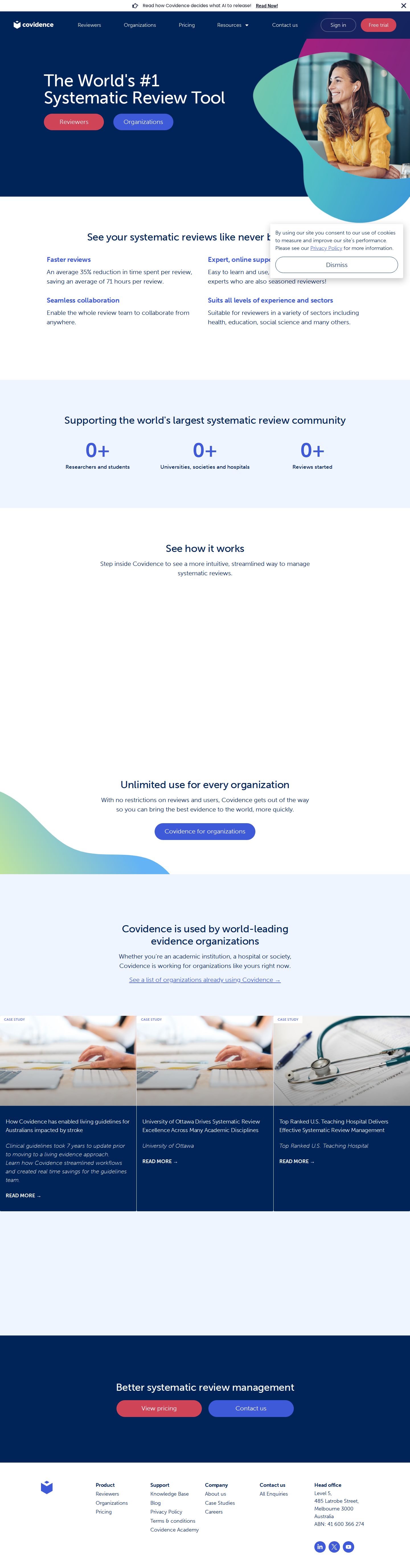Covidence website preview