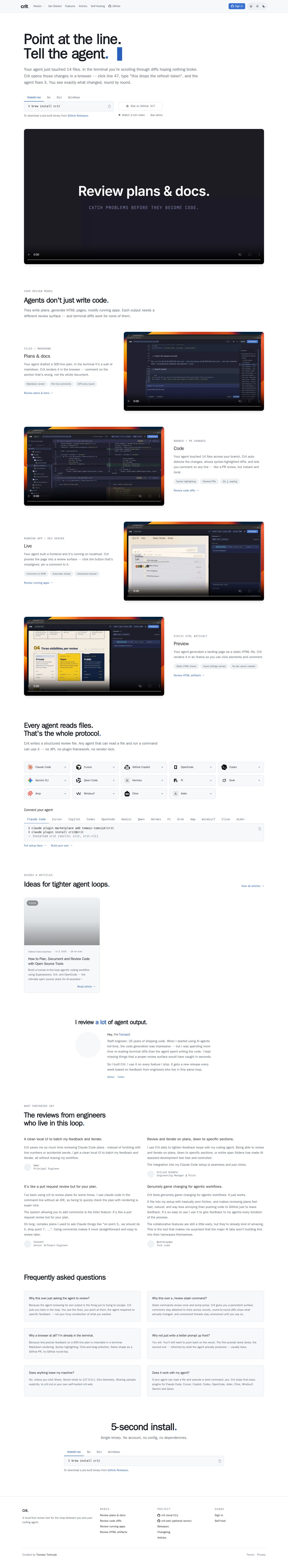 Crit website preview