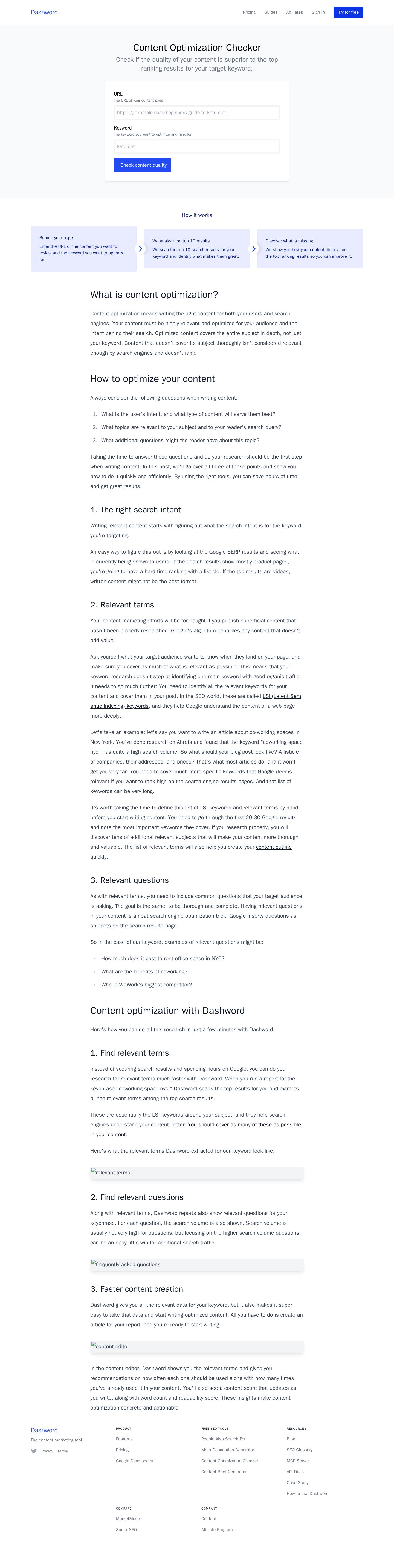 Content Optimization Checker website preview