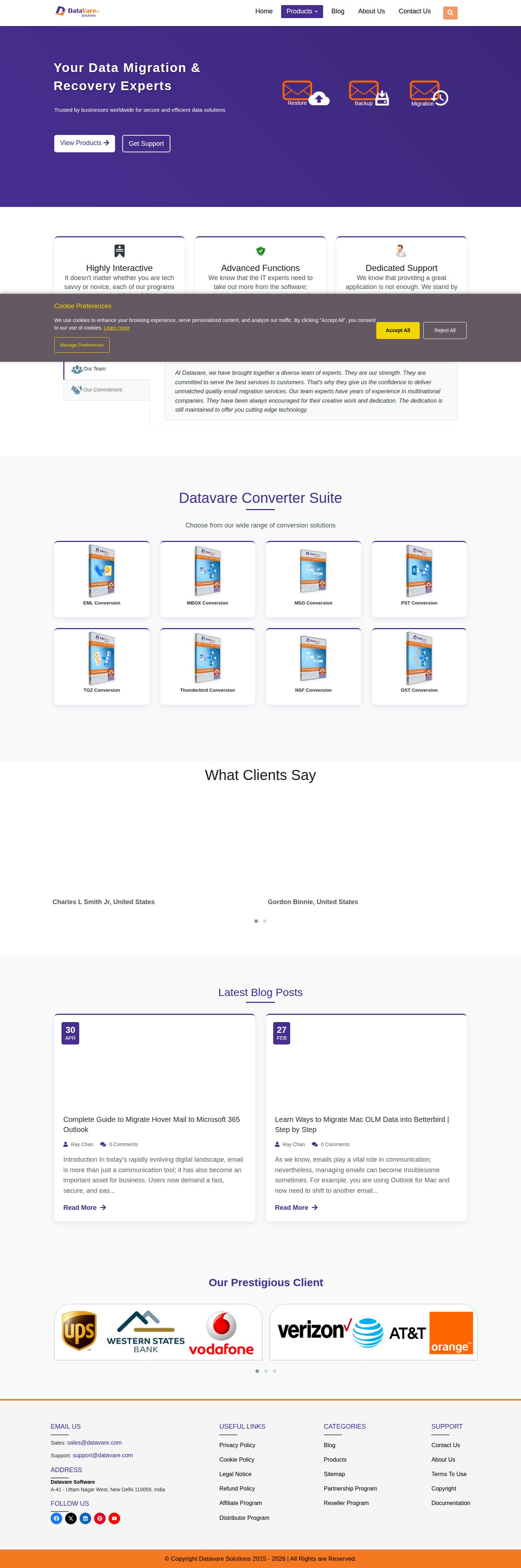 Datavare website preview