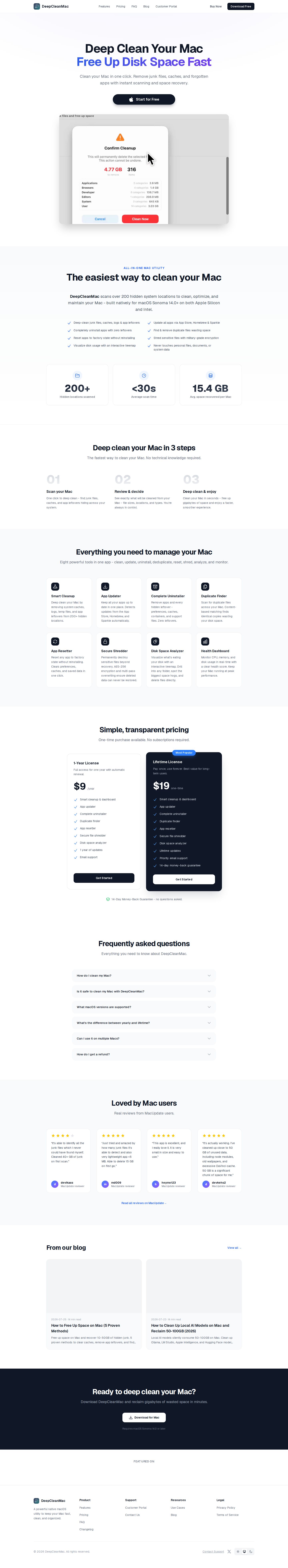 DeepCleanMac website preview