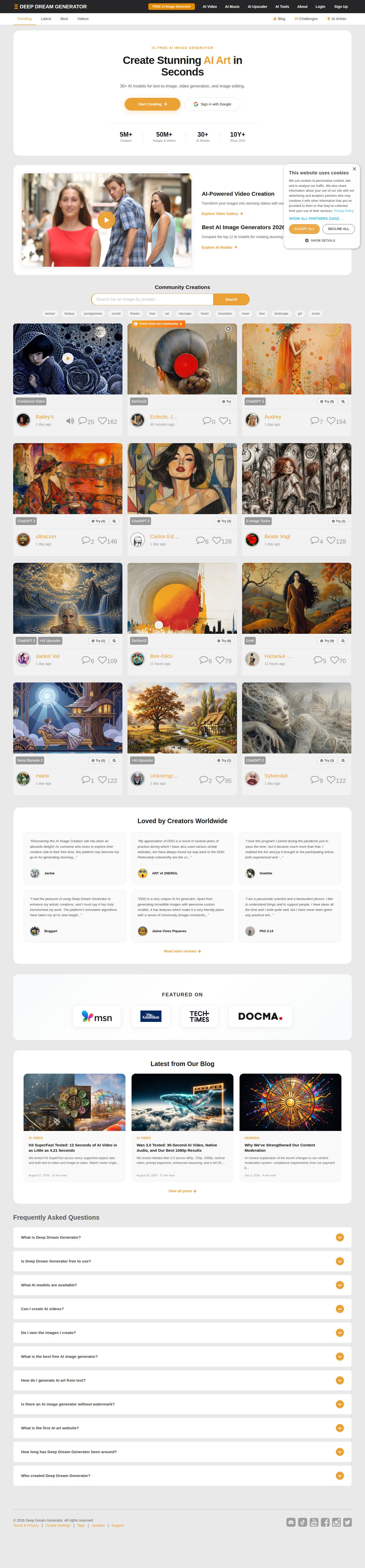Deep Dream Generator website preview