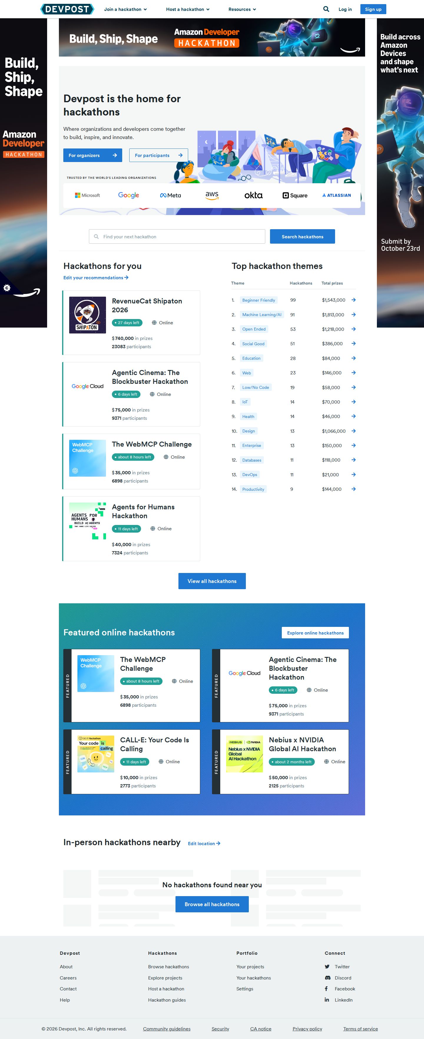 Devpost website preview