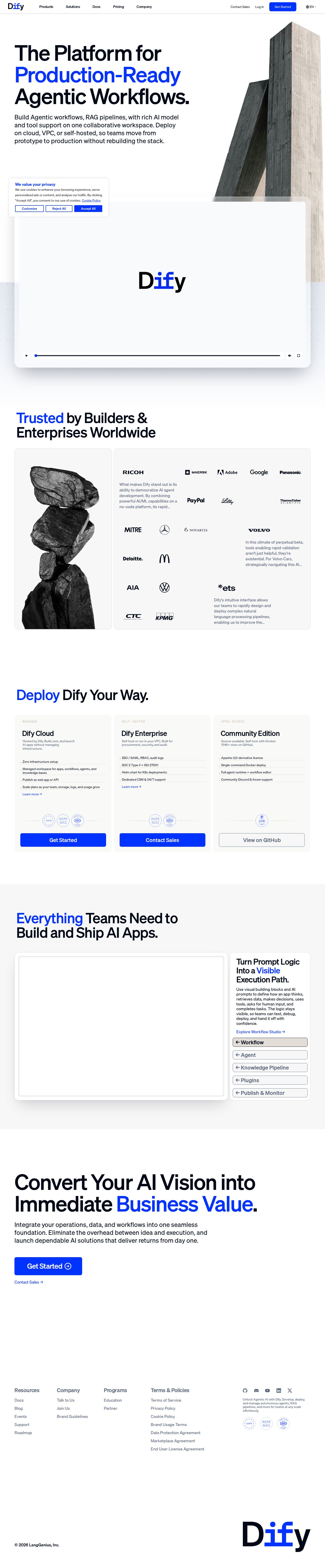 Dify website preview
