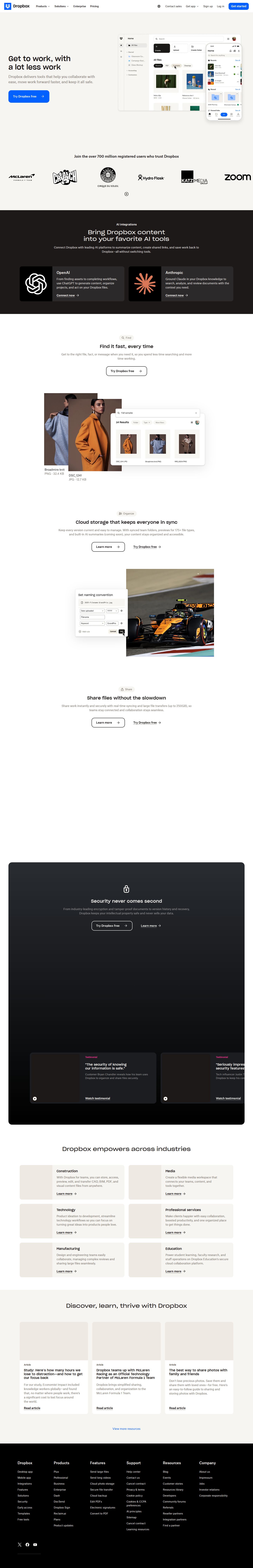 Dropbox website preview