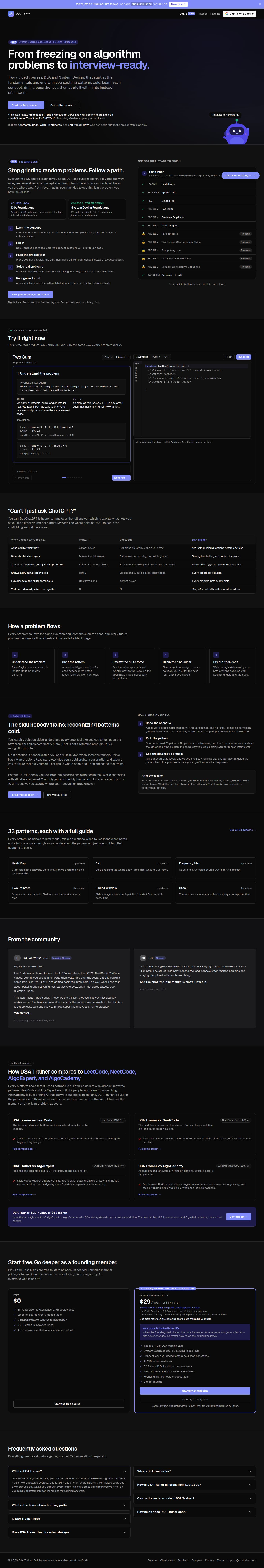 DSA Trainer website preview