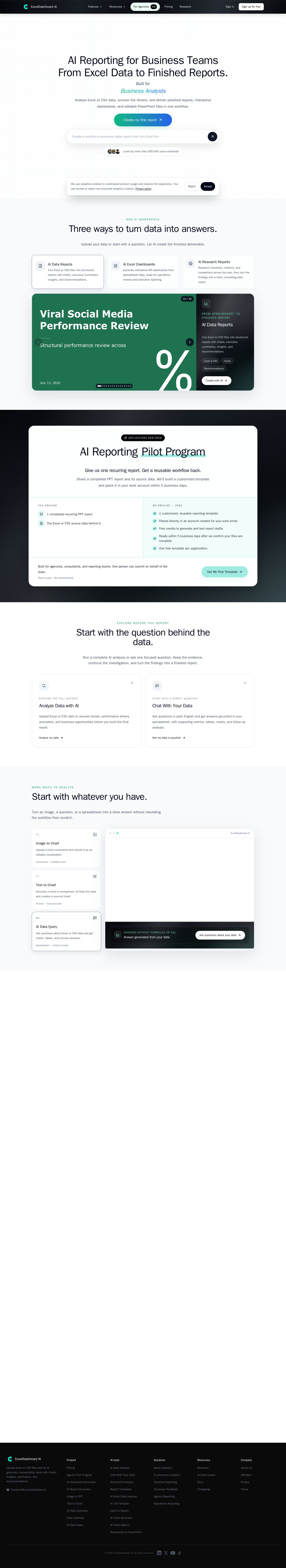 ExcelDashboard AI website preview