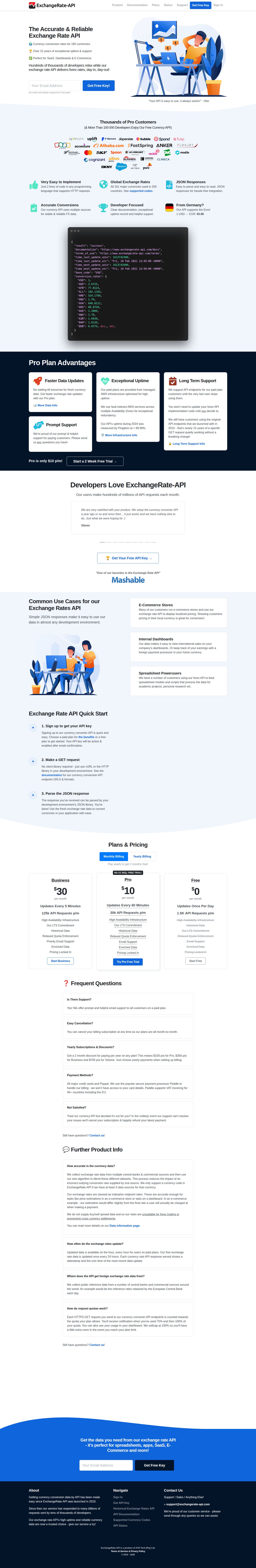 ExchangeRate-API website preview