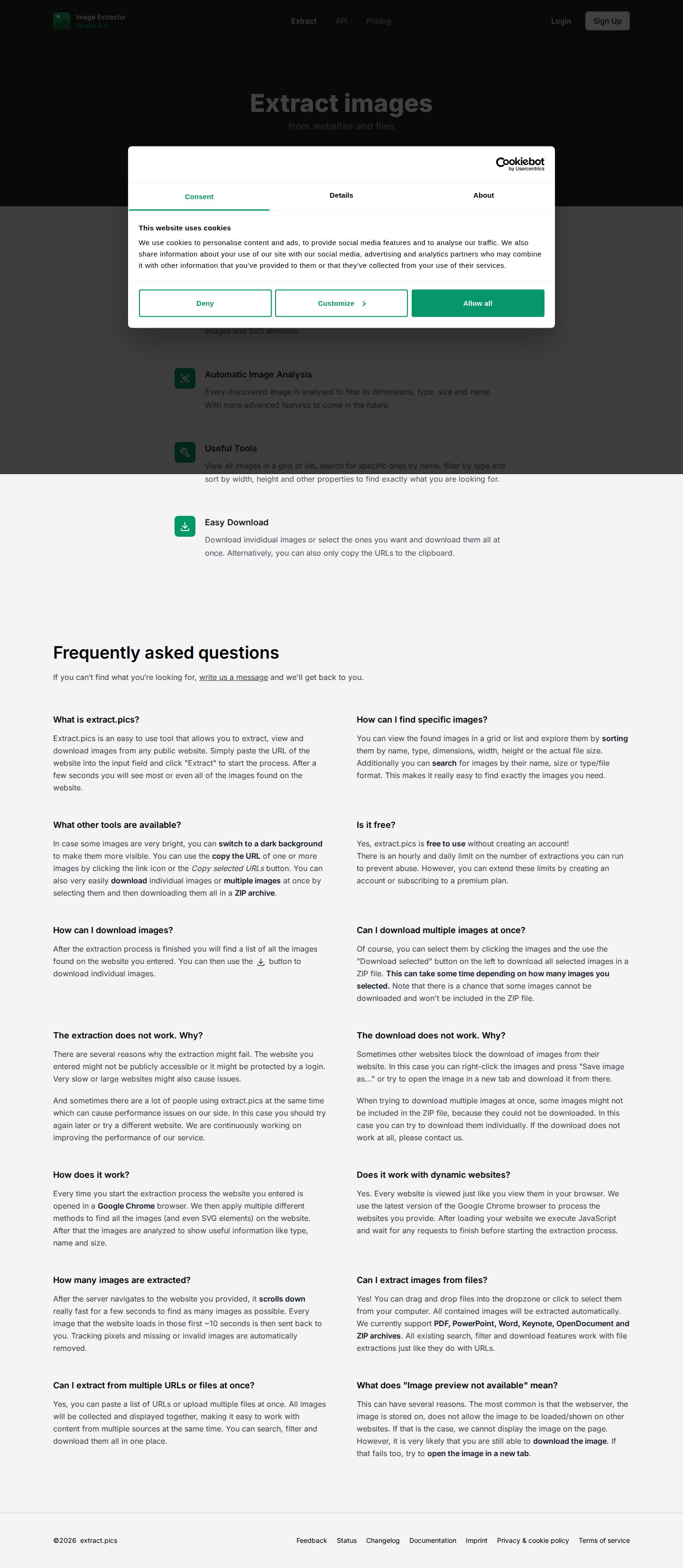 extract.pics website preview
