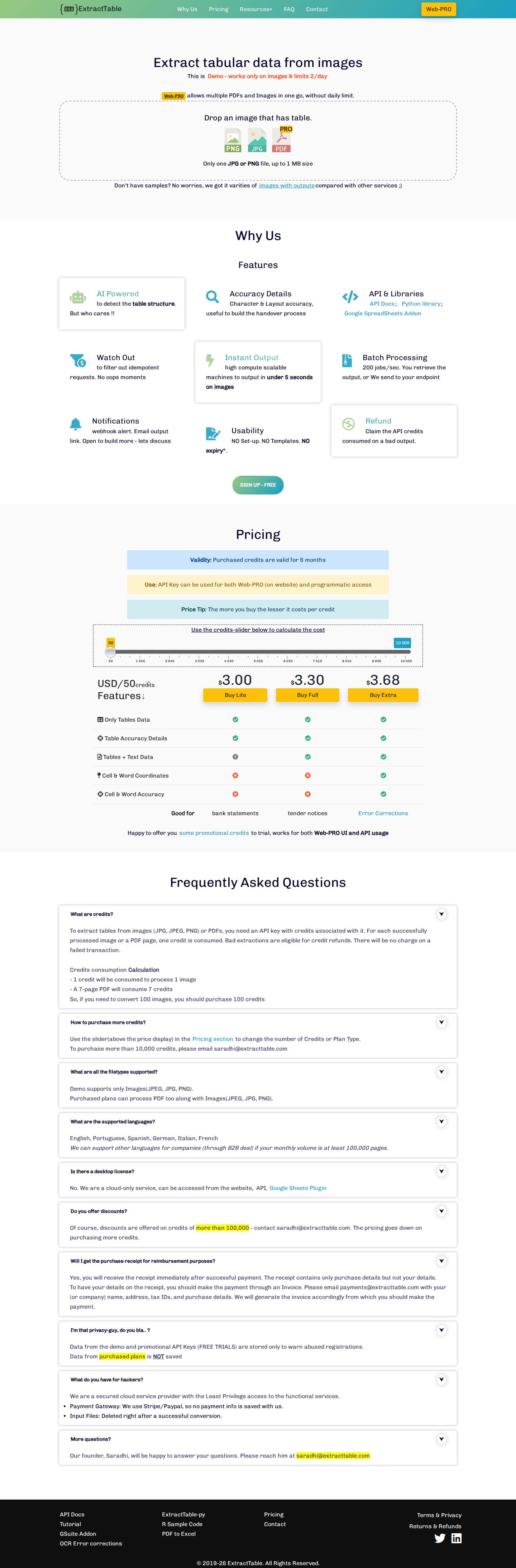 ExtractTable website preview