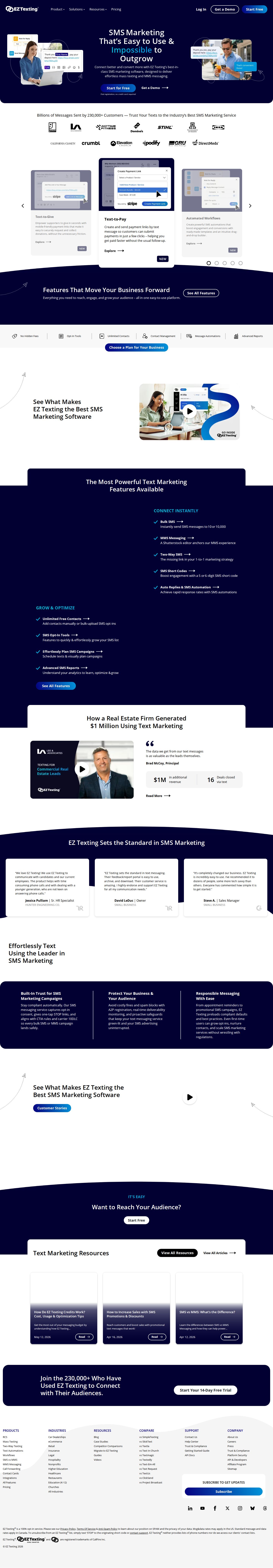 EZ Texting website preview