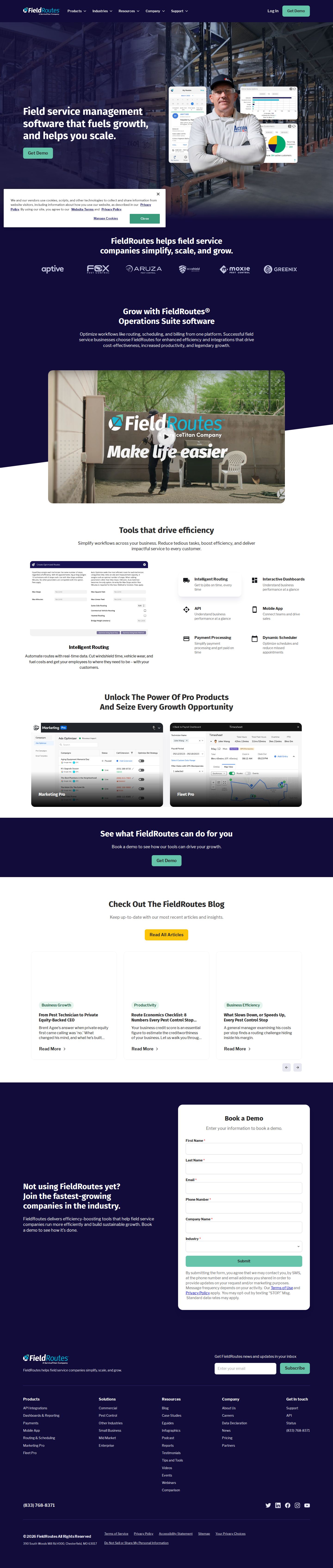 FieldRoutes website preview