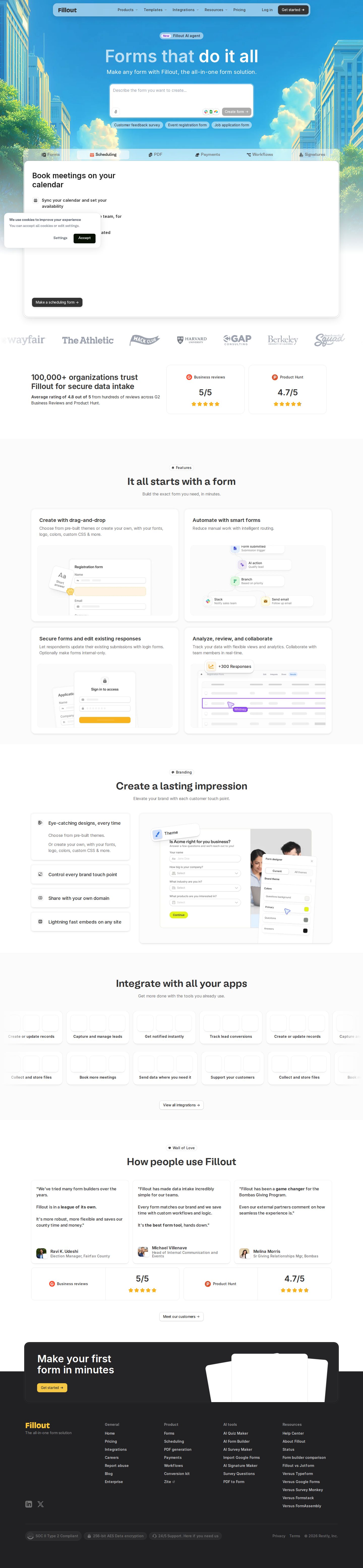 Fillout website preview